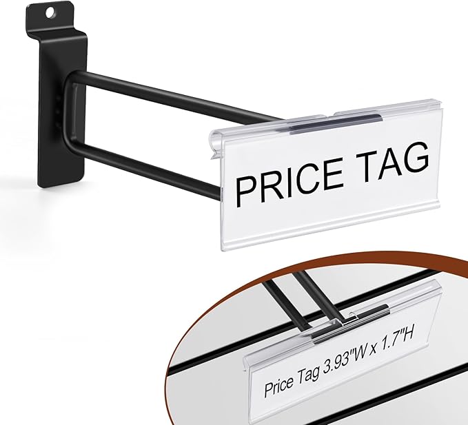 Polmart Heavy Duty Black Slatwall Panel Double-Bar Hooks - 50 Pack (4-inch)