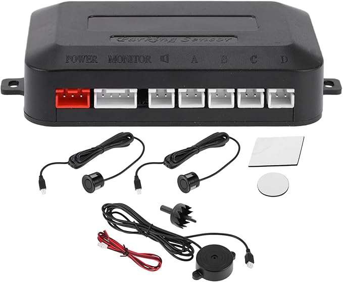 Motoforti Universal Car Auto Vehicle Reverse Backup Radar System Reverse Parking Sensors Alarm Buzzer Reminder Distance Detection Black 2 Parking Sensors
