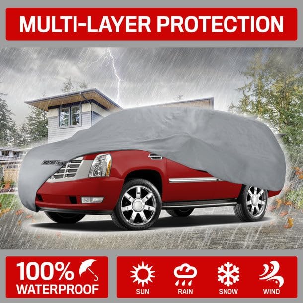 Motor Trend 4-Layer 4-Season Auto (Waterproof Outdoor UV Protection for Heavy Duty Use Full Car Cover for Vans, Suvs, Crossovers up to 225")