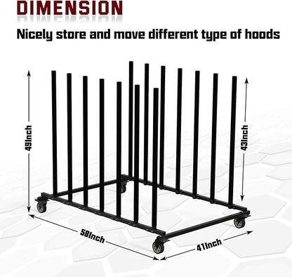 Vehicle Hood Storage Cart, 6 Hood Storage Rack with Dedicated Area for Each Hood Maximize Space Utilization 4 Inch Swivel Caster Allow Floor Mobile Vehicle Hood Storage Cart Smooth Maneuverability
