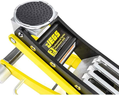 JEGS Professional Low-Profile 3-Ton Aluminum Floor Jack | 3 ½ Inch Minimum Saddle Height | Lightweight Construction | 360 Degree Rotating Saddle