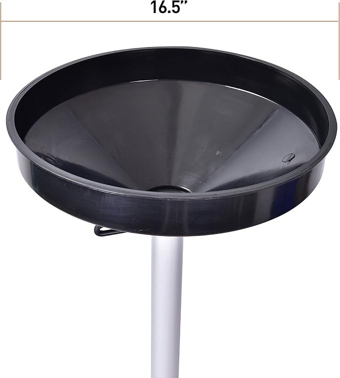 PONO Portable Waste Oil Drain Tank 18 Gallon with Steel Waste Oil Container, Adjustable Funnel Height, Oil Changing, Oil Dolly for Car Fluid Fuel Transfer Drainage