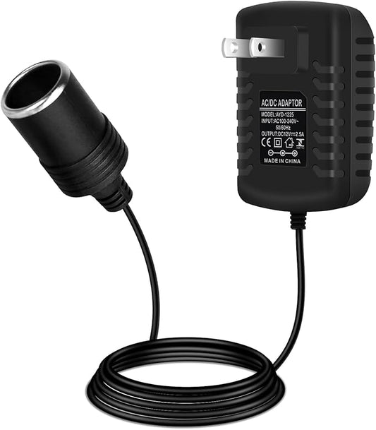 inShareplus 12V 2.5A 30W AC to DC Converter, 12 Volt Cigarette Lighter Adapter, 110V to 12V Car Lighter to Wall Outlet Adapter, Power Supply for Car Devices (MP3, Fan, Dash Cam)