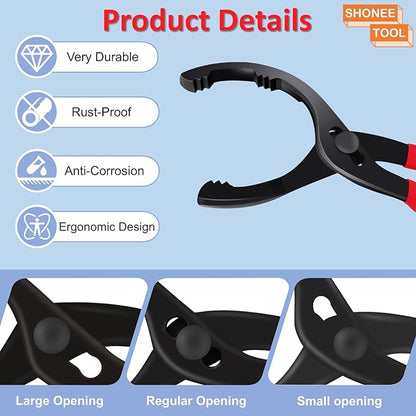Oil Filter Wrench (L:12", Jaw Capacity: 60mm to 102mm), Automotive Oil Filter Removal Tool for Oil Change, Adjustable Fuel Filter Wrench Plier (1 Set)