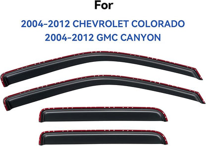 in-Channel Window Visors Rain Guards Shield for 2004-2012 Chevy Colorado, Window Vent Wind Deflectors Visors Shades for 2004-2012 GMC Canyon Crew Cab