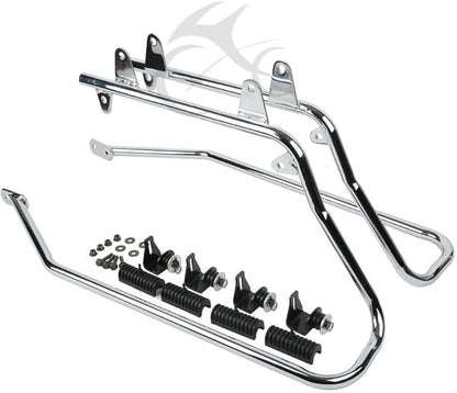 XFMT Hard Saddlebags + Chrome Conversion Brackets Compatible with HARLEY HD SOFTAIL MODEL 1986-2013