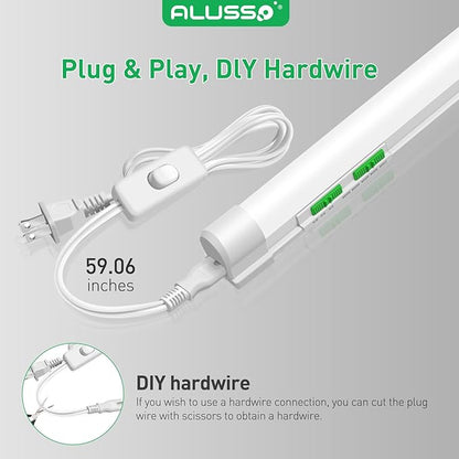ALUSSO® 4FT LED Shop Lights with 5CCT Selectable for Garage Workshop,2700K/3000K/4000K/5000K/6500K,2100LM,T8 Adjustable Integrated Single Fixture,Corded Electric with ON/Off Switch,10 Pack (T8)
