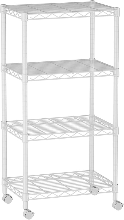 SINGAYE 4 Small Wire Shelves Kitchen Pantry Close Home Organizers and Storage Bathroom Shelf Laundry Room Organization Adjustable Book Metal Garage Shelving Unit