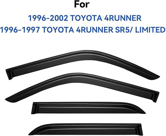 Window Visors Rain Guards for 1996-2002 Toyota 4Runner, Out-Channel Window Vent Wind Deflectors Visors Shades for 96-02 4Runner