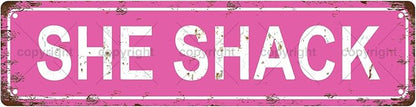 SHE SHACK Space Vintage Metal Tin Sign, Street Sign, Home Decor, Room Decor, Wall Decor, Bathroom Decor, Bar Decor, Cafe Decor, Garage Decor, 16 x 4 Inch