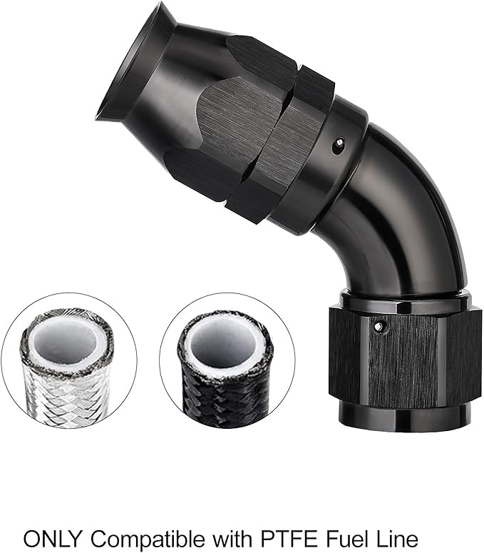 EVIL ENERGY 8AN 60 Degree PTFE One Piece Full Flow End Hose Fitting Aluminum Black