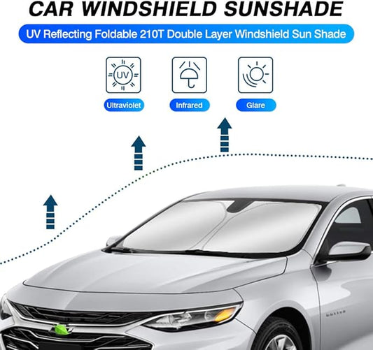 KUST Windshield Sun Shade for Chevrolet Chevy Malibu Accessories 2016-2024 2025 Sunshade Sun Visor Protector Foldable Blocks UV Rays Keep Your Car Cooler