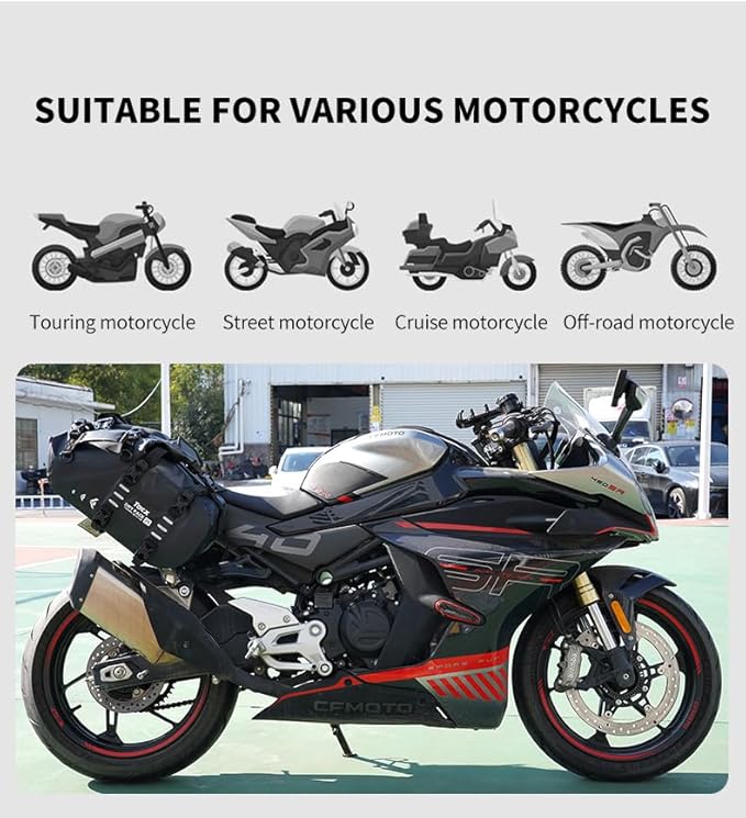 Motorcycle Saddle Bags Tail Bag, 20L Roll-top Waterproof Motor Detachable Side Trunk Bag, Motor Panniers Luggage Bag for Motorcy