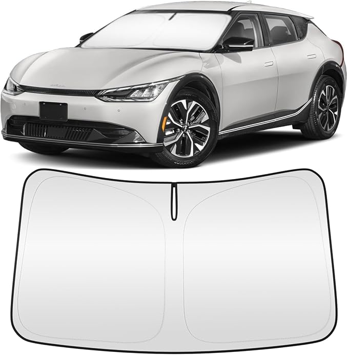 Windshield Sun Shade for Kia EV6 2022 2023 2024 2025 Custom Fit Foldable Front Window Sunshade Sun Visor Protector Block UV Rays Keep Your Car Cooler