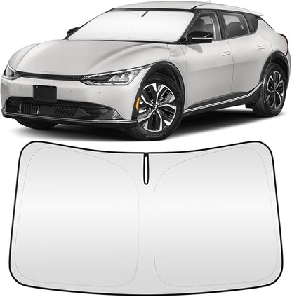 Windshield Sun Shade for Kia EV6 2022 2023 2024 2025 Custom Fit Foldable Front Window Sunshade Sun Visor Protector Block UV Rays Keep Your Car Cooler