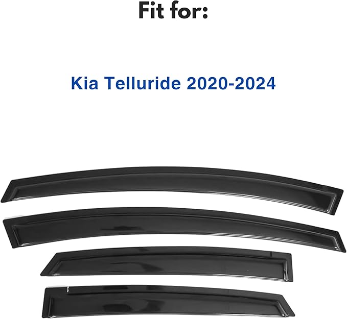 KPY Window Visor Compatible with Kia Telluride 2020-2025, 4PC Rain Guard Side Window Vent Deflectors Tape-On Style, 2020 2021 2022 2023 2024 2025