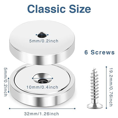 MIKEDE Strong Magnets Heavy Duty, 110LB Neodymium Cup Magnets with Countersunk Hole, Stainless Screw for Wall Mounting, Rare Earth Round Base Disc 1.26" D x 0.2" H - 10 Pack