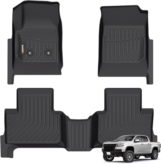 Binmotor-Floor Mats for 2015-2022 Chevy Colorado Crew Cab/GMC Canyon, TPE All Weather Protection Heavy Duty Floor Liners for Chevy Colorado-Black
