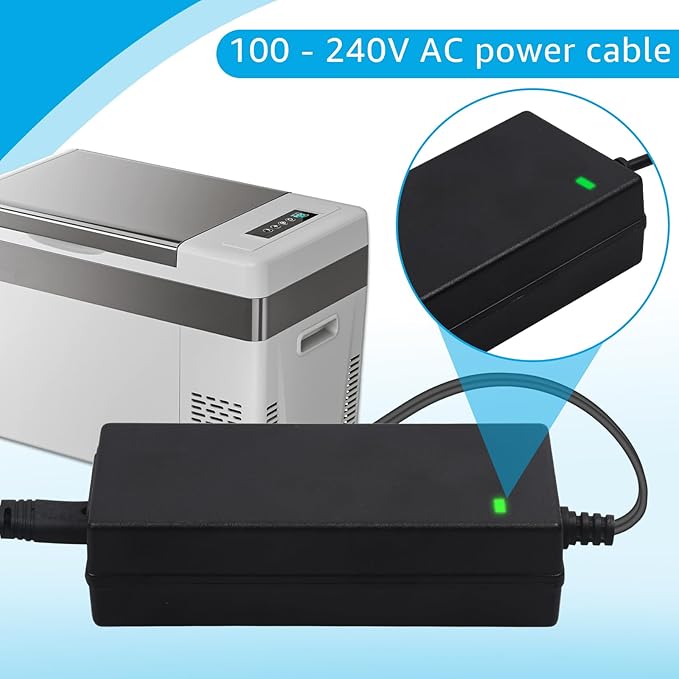 Car Refrigerator Power Adapter.AC/DC AC Power Cord Suitable for 12V Car Refrigerators, 12V Refrigerators, and Portable Car Refrigerators.