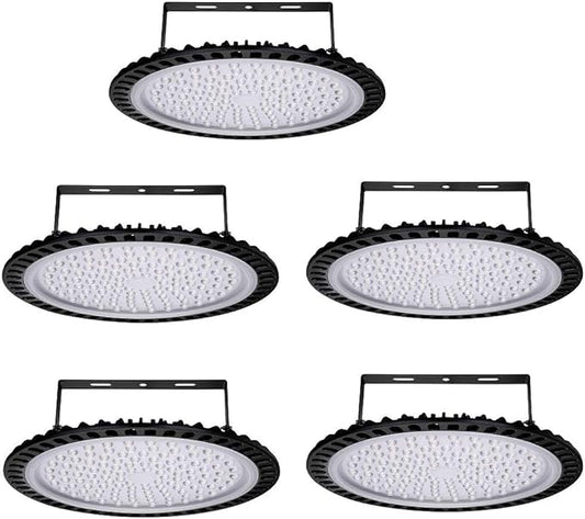 Viugreum 5 PACK 500W UFO LED High Bay Light, 50000LM 6500K Daylight White LED Warehouse Lighting, IP65 Waterproof Commercial Bay Lighting for Garage Barn Workshop Wet Location