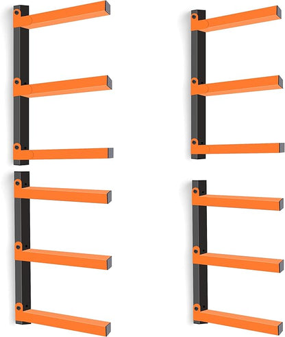 Caliee lumber Storage Rack Wall Mount, Heavy Duty Wood Storage Racks With 6-Level System Holds Up to 1400 lbs, Garage Shelf Wall Mount, Basement, Workshop, Rustproof & Space-Saving Design (4)