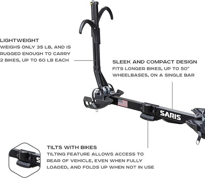 Saris SuperClamp EX 4-Bike Hitch Rack – Lightweight Platform Bike Carrier for Car, SUV, Truck – Tilting Design, Secure Wheel Clamping, Fits Road, Mountain, E-Bikes – 2" Hitch Receiver