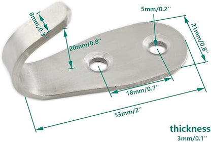 Stainless Steel Coat Hooks - Heavy Duty Wall Mounted Hanger Hooks for Towels, Keys, Hats - Indoor & Outdoor Use - 8 Pack