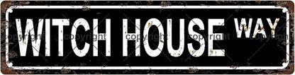 WITCH HOUSE WAY Vintage Metal Tin Sign, Street Sign, Home Decor, Room Decor, Wall Decor, Bathroom Decor, Bar Decor, Cafe Decor, Garage Decor, 16 x 4 Inch