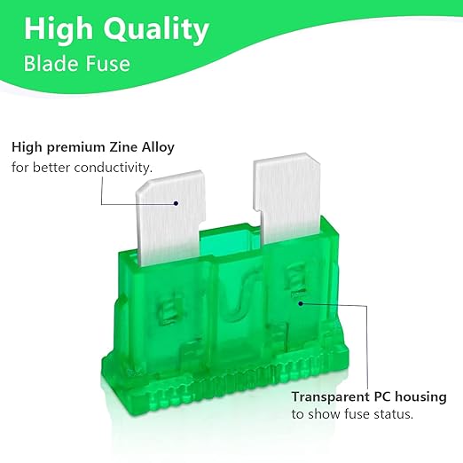 (80Pcs) 30 Amp Standard Fuse, 30A Car Blade Fuses for Car/RV/Truck/SUV/Motorcycle/Boat