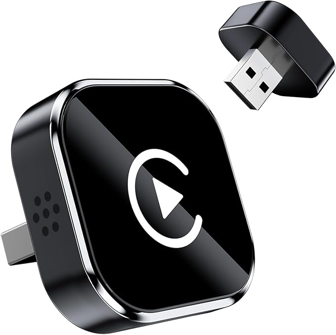 Wireless CarPlay Adapter for iPhone, 2025 Upgraded Wired to Wireless for Apple CarPlay, Mini USB Design Car Play Adapter with Type-C Extension, Plug and Play, Stable Connection & No Latency