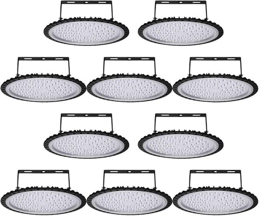 Viugreum 10 Pack 500W UFO LED High Bay Light, 50000LM 6500K Daylight White Ultra Thin LED Warehouse Lighting, IP65 Waterproof Commercial Bay Lighting for Garage Barn Workshop