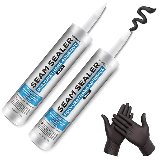 [2-Pack] Black Polyurethane Seam Sealer Automotive Compound Kit - Durable & Flexible Auto Body Filler - Seam & Joint Compound for Bare, Primed or Painted Surfaces - Automotive Seam Sealer [Black]