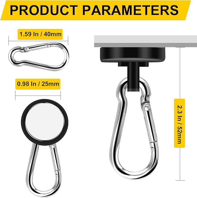DIYMAG Black Magnetic Hooks,70LBS Strong Heavy Duty Neodymium Magnet Magnetics Hook for Hanging at Home, Office Locker, Workplace, Refrigerator, Cruise Ship or Travel, 15Pack