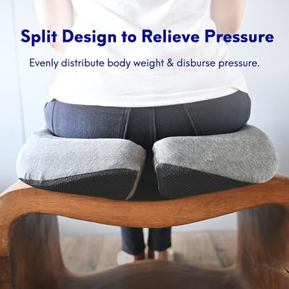C CUSHION LAB Patented Pressure Relief Seat Cushion for Long Sitting Hours on Office/Home Chair, Car, Wheelchair - Extra-Dense Memory Foam for Hip, Tailbone, Coccyx, Sciatica - Wellness Green