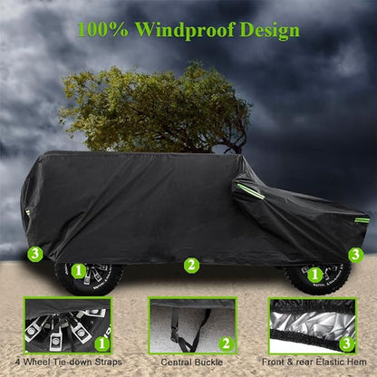 Waterproof Cover for Jeep Wrangler JK JL CJ YJ TJ 2 Door 1987-2023 Outdoor Sun Rain Wind Snow Protection Dustproof Covers with Driver Door Zipper Black