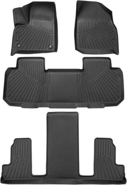 Powerty Floor Mats for 2018-2024 2025 Chevy Chevrolet Traverse 7 Seater Accessories All Weather Floor Liner 3D TPE Floor Mat Heavy-Duty Floor Liners((Only for with 2nd Row Bucket Seat)