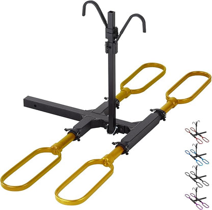 Trailer Hitch Bike Rack for Car 2 Bikes, E Bike Carrier Hitch Mount 2 Bike, Fat-Tire Ebike Rack for Tow Hitch, Fits 2" Receiver for SUV Truck Rv Van (2 Bike - 200 Lbs Cap - Golden)