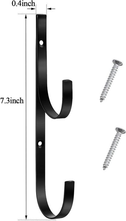 6 Pieces Pool Pole Hook Hanger Swimming Metal Brackets Pool Hook with 12 Pieces Screws for Telescopic Poles, Skimmers, Leaf Rakes, Net, Brush, Vacuum Hose, Garden and Pool Accessories (Black)