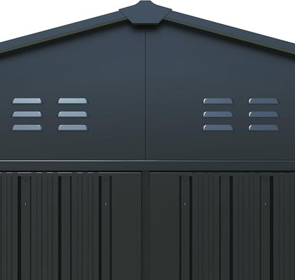 KUIKUI Metal Garage Shed Without Floor, 10x20FT Heavy Duty Outdoor Shed and Storage with 2 Doors and 4 Vents, Car Sheds Outdoor Garage