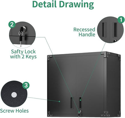 Metal Tool Cabinet,Garage Storage Cabinet System,Wall Cabinet & Locking Rolling Tool Cabinet with Doors and Adjustable Shelves,Steel Tool Cabinets for Home,Office (7 Pcs-StyleA, Black)