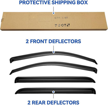 Window Visors Rain Guards for 2014-2018 Chevy Silverado/GMC Sierra 1500 Full-Size Cab, Out-Channel Window Vent Wind Deflectors Visors Shades for 2015-2019 Silverado/Sierra 2500HD 3500HD Crew Cab