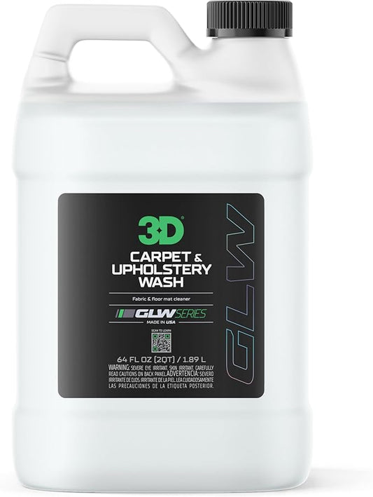 3D Carpet & Upholstery Cleaner, GLW Series | Ultra Powerful Stain Eliminator | Car Carpet, Seats, Floor Mats | Hyper Thick Foam | Fresh Scent | DIY Car Detailing | 64 oz