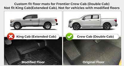 Car Floor Mats for Nissan Frontier 2008-2021 Crew Cab Full Set, All Weather Floor Liners Custom Fit Rubber Mat for Cars, Carpet Protector Truck Accessories for Nissan Frontier 2008-2021, Black