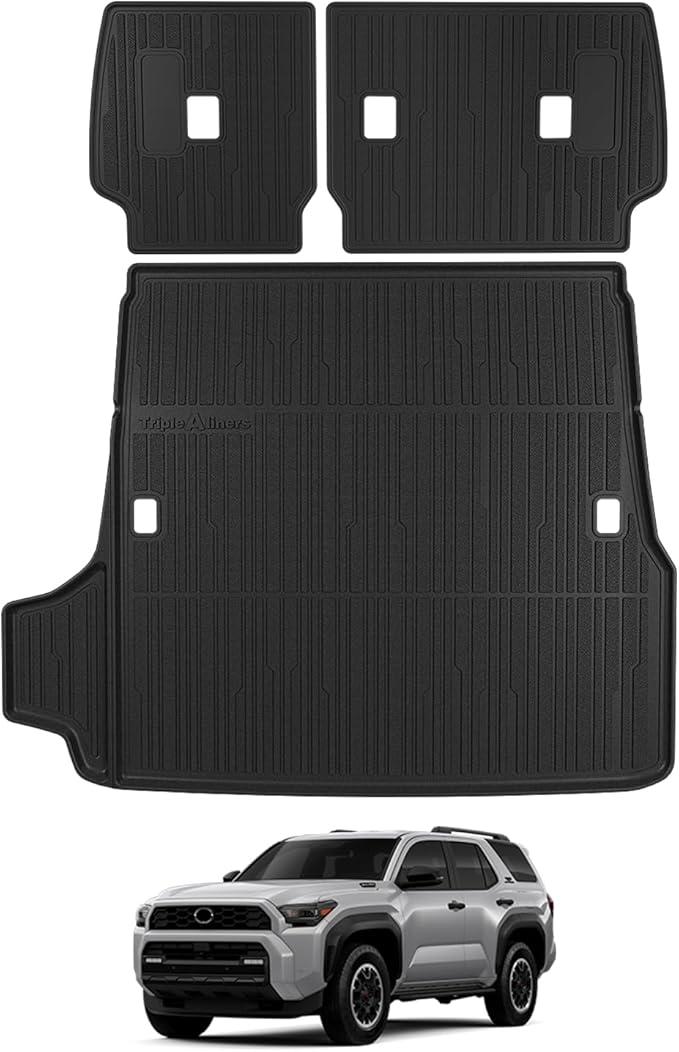 TripleAliners Trunk Mat & Rear Seatback Mat Fit for Toyota 2025 4Runner All Weather TPE Liners Accessories Custom Fit TPE Heavy-Duty (Only for 5 Seats) - Not for Hybrid Model