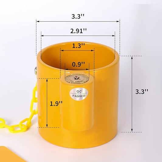 5-Wheel Solid Steel Trailer King Lock Anti-Theft, Trailer Hitch Locks with Bright Yellow Warning Label and 2 Keys, Suitable for RVs, containers, and Trailers.