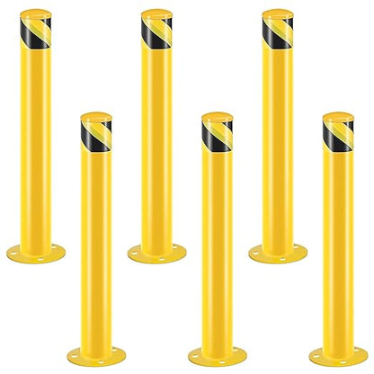 Safety Bollard Post, Steel Bollards,Parking Bollard, Yellow Powder Coated Safety Parking Barrier Post, for Traffic Sensitive Areas (6, 36"H*3"D)