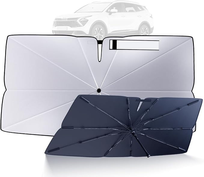 Windshield Sun Shade Umbrella for 2023-2026 Kia Sportage NQ5 Accessories: Custom Fit 210T Silver, Foldable Sunshade Front Window Sun Visor, Blocks UV Rays, Keeps Car Cool for LX/EX/SX/X-Line/X-Pro