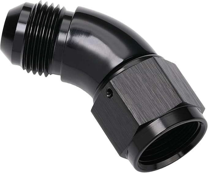 45 Degree 8AN Male to 8AN Female Swivel Full Flow Fitting Adapter Coupler Aluminum Black