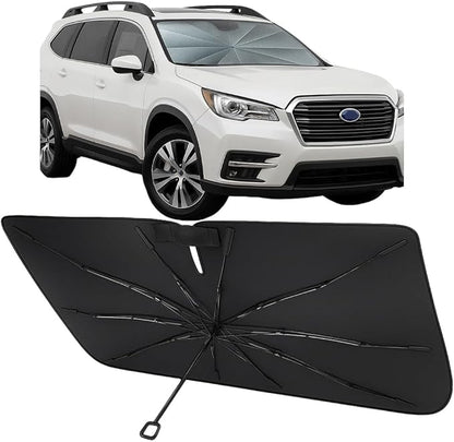 Proadsy Windshield Sun Shade Umbrella for Subaru Ascent 2019-2025 2026 Foldable Car Umbrella Sunshade with Soft TPU Handle Spring Structure Crystal Cooling Material Protect Car from Rays & Heat