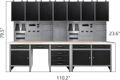 JZD Metal Storage Cabinet Organizer Set System, for Maintenance Rooms, Auto Repair Shops
